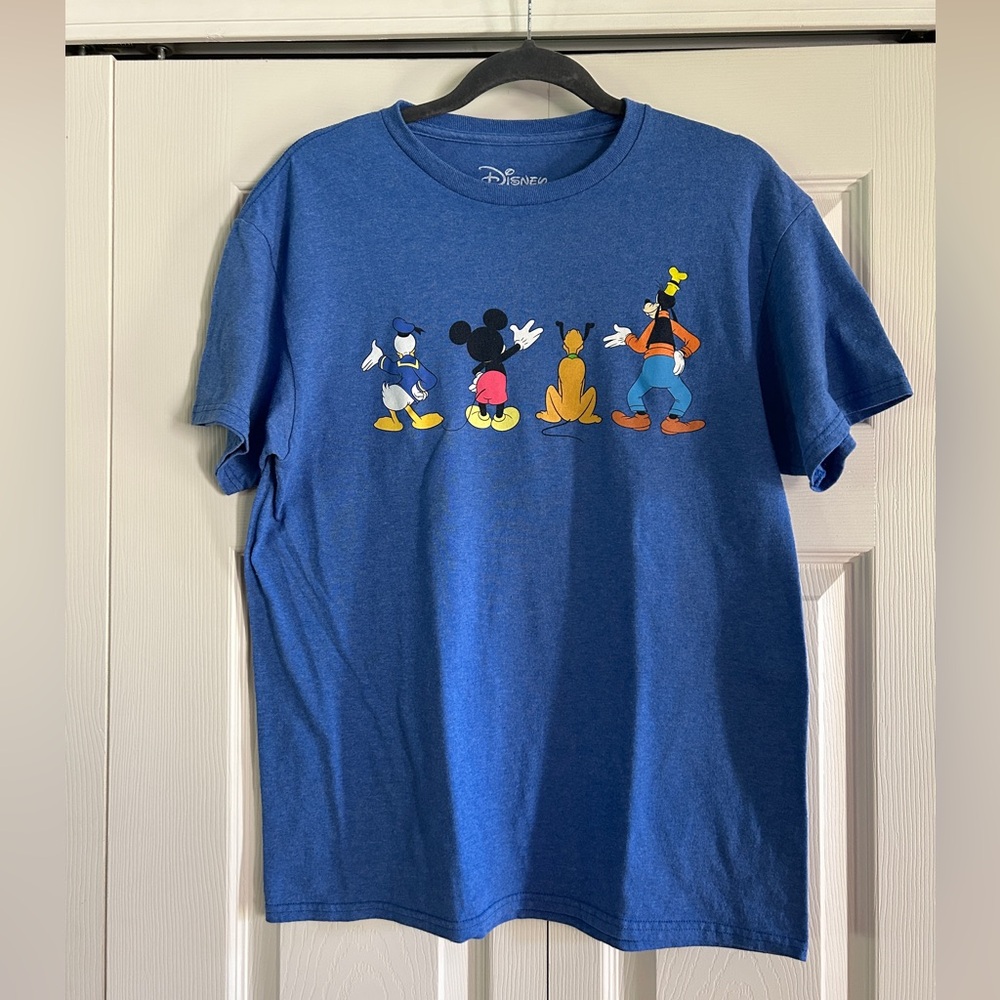 Disney Friends Shirt Mens Size M Blue Mickey Mouse Friends Backwards Wave